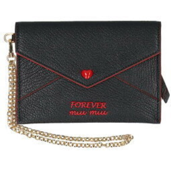 Miu Miu Madras Rub Leather Card Pouch Black - Picture 1 of 3